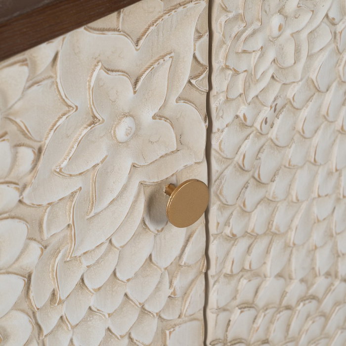 Aparador Tallada Blanco-Marrón Dm-Madera 135 X 40 X 80 cm