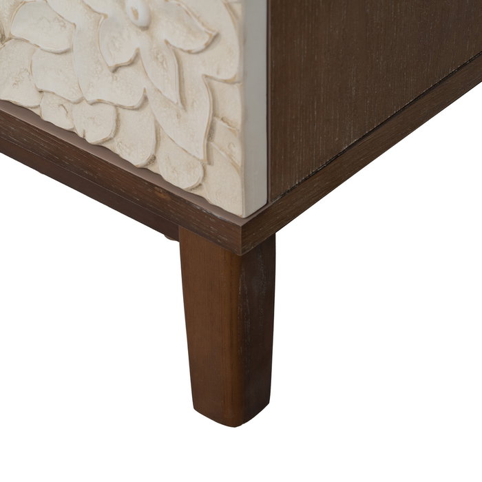 Aparador Tallada Blanco-Marrón Dm-Madera 135 X 40 X 80 cm