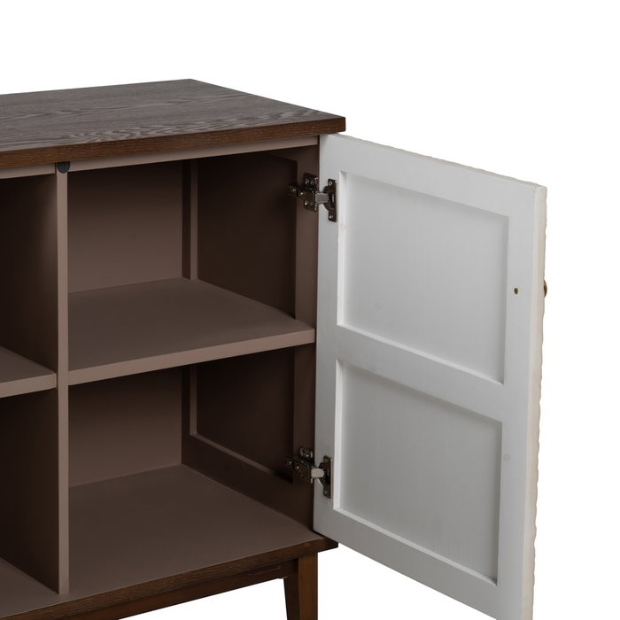 Aparador Tallada Blanco-Marrón Dm-Madera 135 X 40 X 80 cm