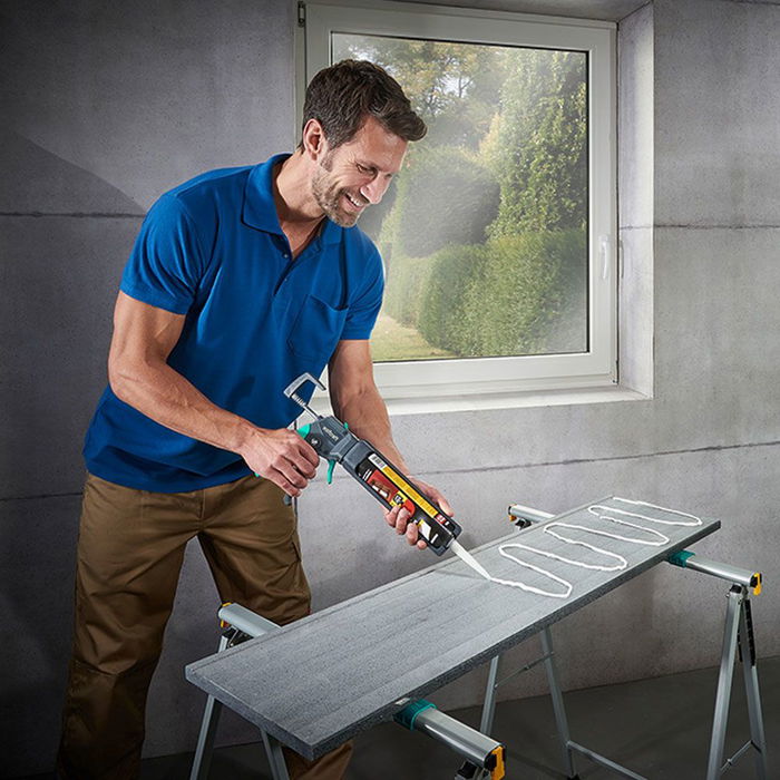 Wolfcraft Pistola de cartuchos MG 550 4358000 Fuerza Ajustable hasta 220 kg Profesional Doméstico Negro Verde para Sellantes Adhesivos Antigoteo