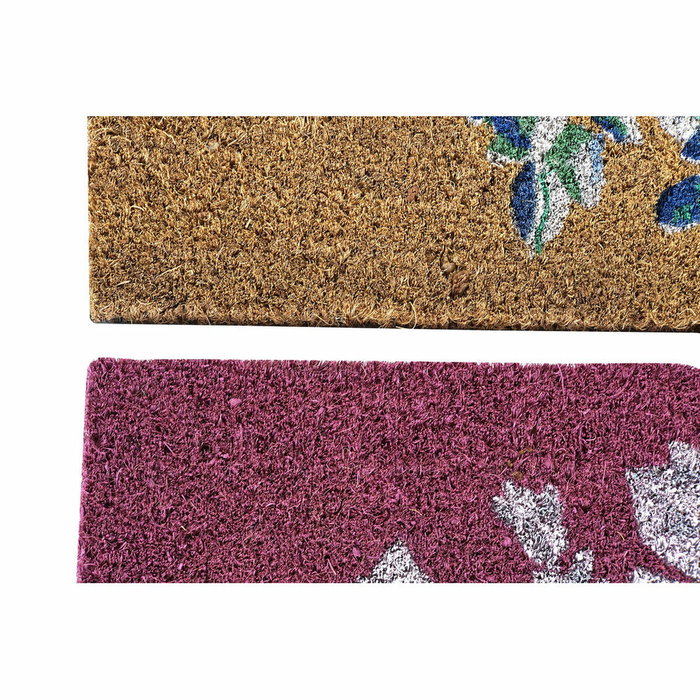 DKD Home Decor Pack de 2 Felpudos de Fibra de Coco Eucalipto 60x40x1,5 cm