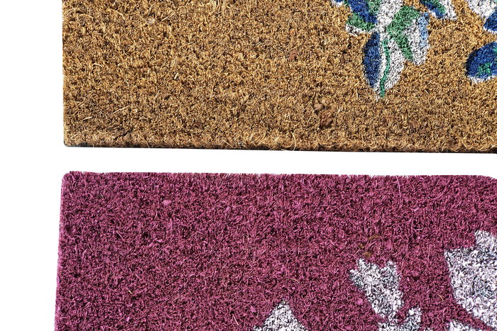 DKD Home Decor Felpudo Básicos Marron Rosa Fibra coco Goma 40 x 60 cm (2 Unidades)