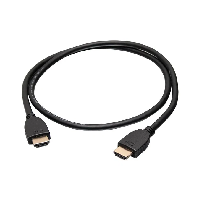 C2G Cable HDMI 1.8m con Ethernet, 4K Ultra HD a 60Hz, 18 Gbit/s, HDR, ARC, 3D, Chapado en Oro, Clasificación CL2, Negro - 56783