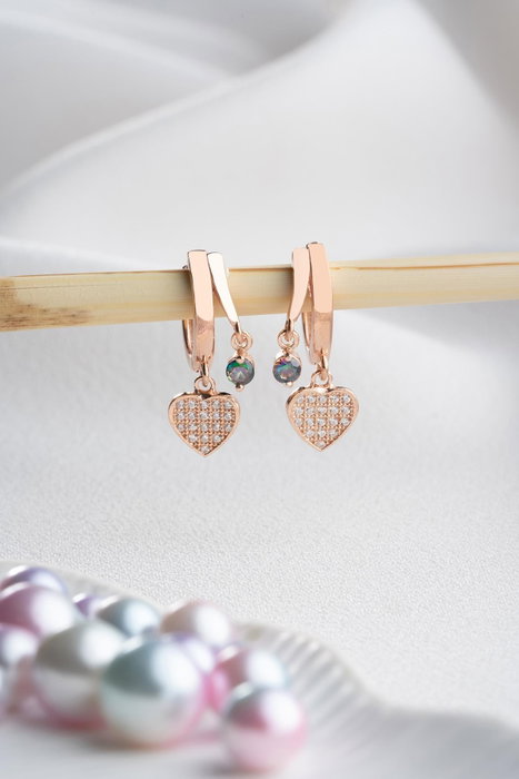 Heliophilia Silver NRZ999213 Pendientes de Plata de Ley 925 Bañados en Oro Rosa con Circonita Color Oro Rosa