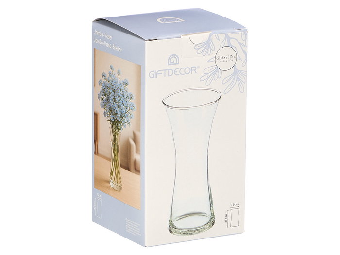 Giftdecor Jarrón Cristal Transparente Estrecho Boca Ancha 21 cm (Set de 12)