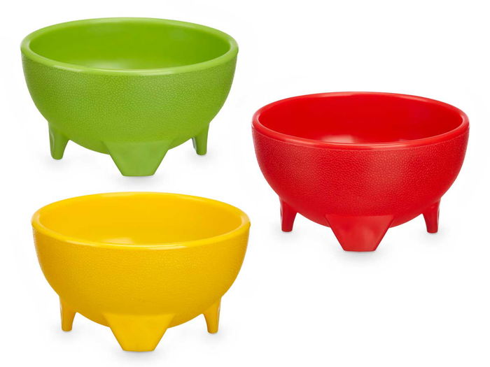 Kinvara Set 3 Boles para Salsas 12.5 cm Amarillos, Rojos y Verdes de Plástico PP (Set de 18)