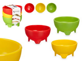Kinvara Set 3 Boles para Salsas 12.5 cm Amarillos, Rojos y Verdes de Plástico PP (Set de 18)