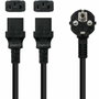 Nanocable Cable de Alimentación CEE7/M a 2xC13/H, Negro, 3 m