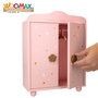 WOOMAX Armario de madera para muñecas rosa con estrellas