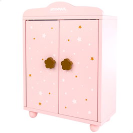 WOOMAX Armario de madera para muñecas rosa con estrellas