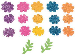 Goma Eva Fixo Kids Adhesiva Con Purpurina Flores Pack 58 Figuras