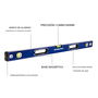 Workpro Nivel de Burbuja Magnético Profesional de Aluminio 60 cm Precisión 0.5 mm/m Base Magnética 3 Viales Azul