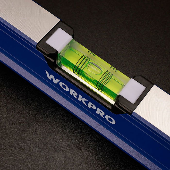 Workpro Nivel de Burbuja Magnético Profesional de Aluminio 60 cm Precisión 0.5 mm/m Base Magnética 3 Viales Azul Workpro Nivel de Burbuja Magnético Profesional de Aluminio 60 cm Precisión 0.5 mm/m Base Magnética 3 Viales Azul
