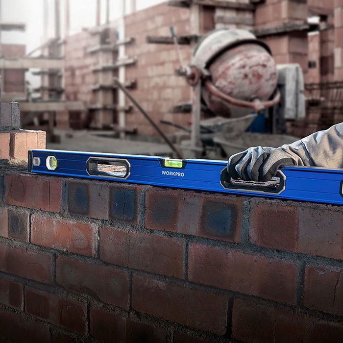 Workpro Nivel de Burbuja Magnético Profesional de Aluminio 60 cm Precisión 0.5 mm/m Base Magnética 3 Viales Azul Workpro Nivel de Burbuja Magnético Profesional de Aluminio 60 cm Precisión 0.5 mm/m Base Magnética 3 Viales Azul