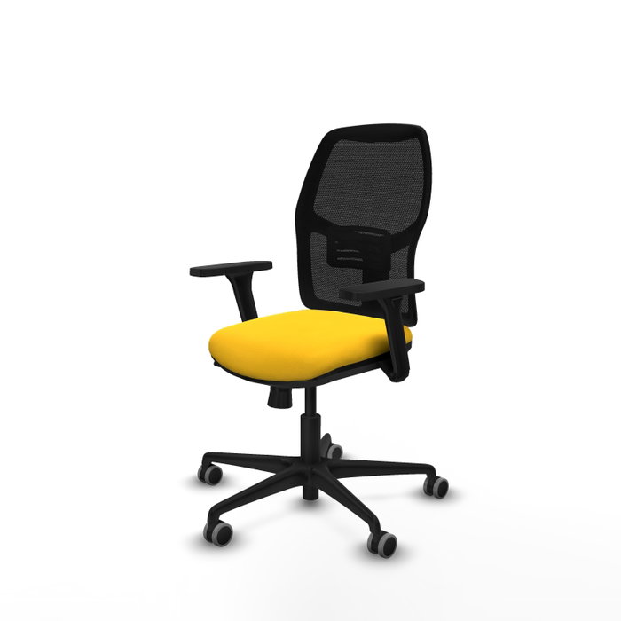 PIQUERAS Y CRESPO Alfera Silla de Oficina con Malla Negra y Asiento en Similpiel Amarillo PIQUERAS Y CRESPO Alfera Silla de Oficina con Malla Negra y Asiento en Similpiel Amarillo