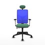 PIQUERAS Y CRESPO Silla de oficina Motilla con mecanismo Sincro/Traslack, Tela Verde esmeralda y Malla Azul