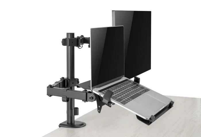 Gembird MA-DA-03 Soporte de Escritorio con Brazo para Monitor de 32'' y Bandeja para Portátil