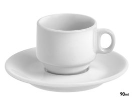 VESSIA Conjunto de 36 Tazas Anchas de Porcelana Blanca de 90 ml para Café