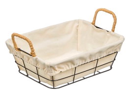 KINVARA Cesta Rectangular Beige de Metal y Tela