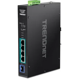 TRENDnet TI-PGM541 Switch Industrial Gigabit Ethernet de 5 Puertos (4 PoE+ 120W, 1 SFP), IP30, -20°C a 65°C, Negro