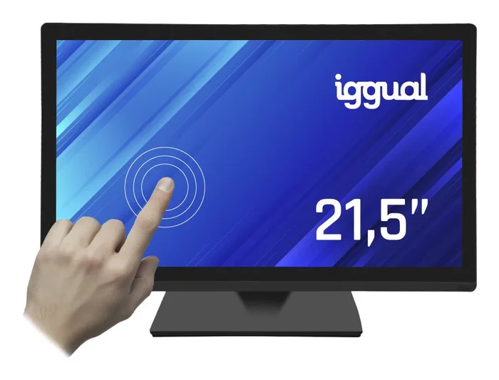 Iggual MTL21PX Monitor Táctil Capacitivo POS 21.5" / 54.6 cm Full HD (1920x1080) 16:9, 5 ms, 250 cd/m², Negro, VGA+HDMI+USB, para Kioskos, Comercio