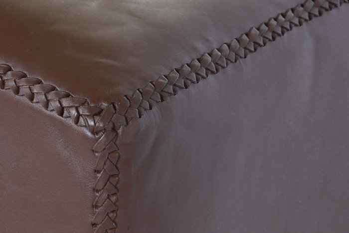 DKD Home Decor Descalzadora Marron Piel y Teca 41 x 46 x 120 cm