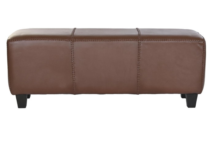 DKD Home Decor Descalzadora Marron Piel y Teca 41 x 46 x 120 cm