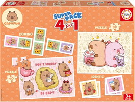 EDUCA BORRAS Superpack 4 en 1 Capybara Capyfun Puzzles y Juegos