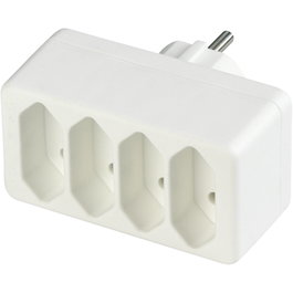 Rev Adaptador de transición con 4 tomas Euro, blanco
