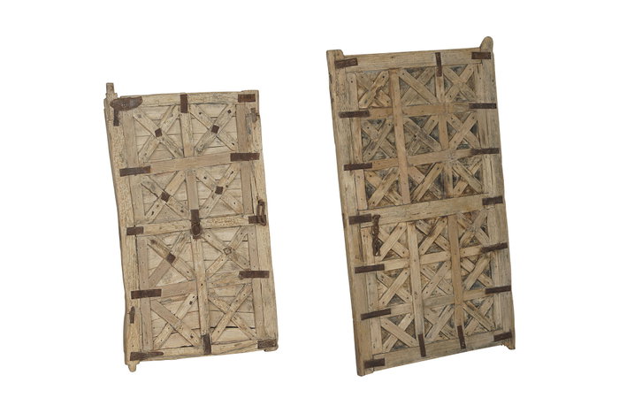 DKD Home Decor Decoración de pared Teca Ventana Antigua 74x3x122