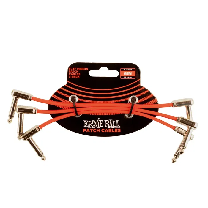 Ernieball Cable Patch Flat Ribbon 6" Rojo - Pack 3