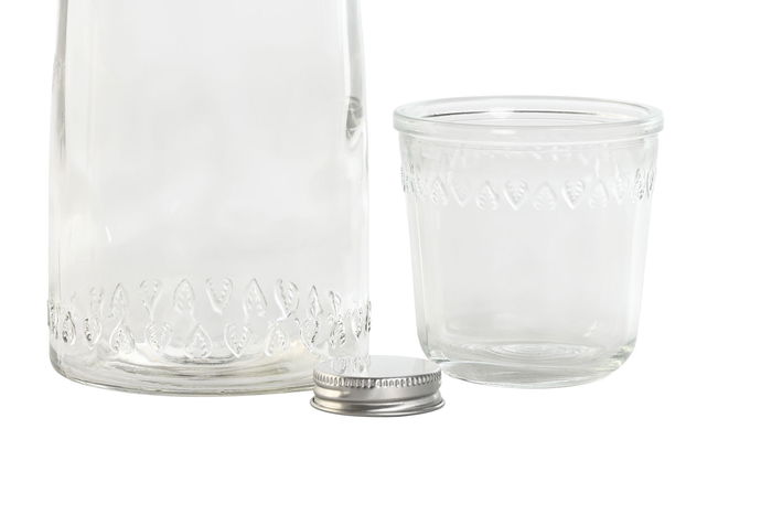 DKD Home Decor Botella de Cristal Transparente Basicos Set de 2 Piezas 10.3 x 26 x 10.3 cm Capacidad 1L