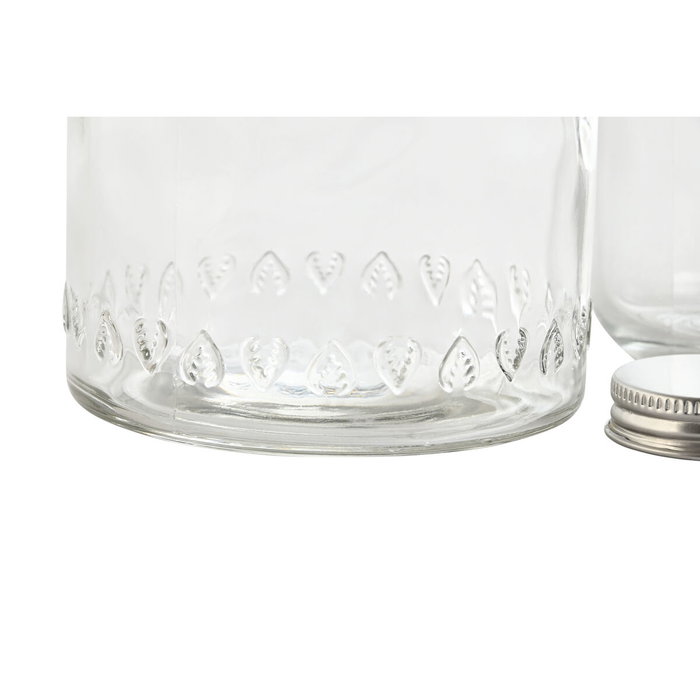 DKD Home Decor Set de 2 Botellas de 1L y Vasos de 240ml Basic Glass