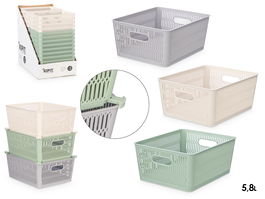 Kipit Caja Soporte Extensible Medidas 28x23x12 cm Plástico Beige Gris Verde (Set de 24)