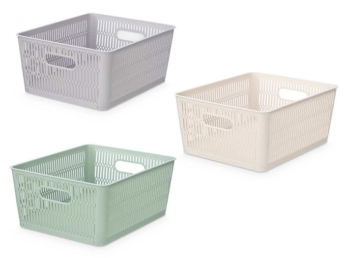 Kipit Caja Soporte Extensible Medidas 28x23x12 cm Plástico Beige Gris Verde (Set de 24)