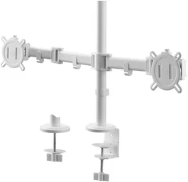 One For All Soporte Universal Monitor Escritorio Doble VESA 100 Brazo Ajustable 13-32 Pulgadas Blanco