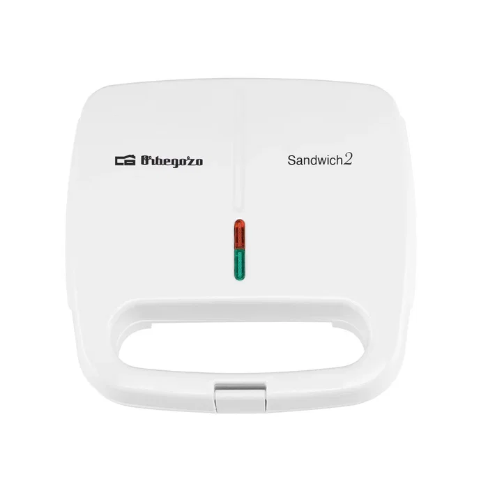 Orbegozo SW 4915 Sandwichera para 4 Sándwiches, 800W, Placas Antiadherentes, Fácil de Limpiar, Asa Fría, Base Antideslizante, Almacenamiento Vertical, Color Blanco