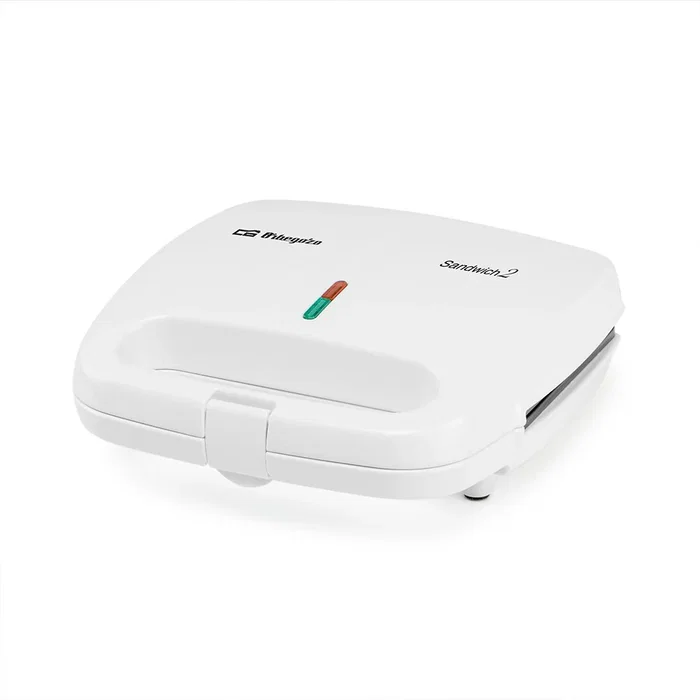 Orbegozo SW 4915 Sandwichera para 4 Sándwiches, 800W, Placas Antiadherentes, Fácil de Limpiar, Asa Fría, Base Antideslizante, Almacenamiento Vertical, Color Blanco