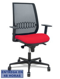 Piqueras y Crespo Silla Alares con Mecanismo Sincro, Malla Negra y Asiento Rojo