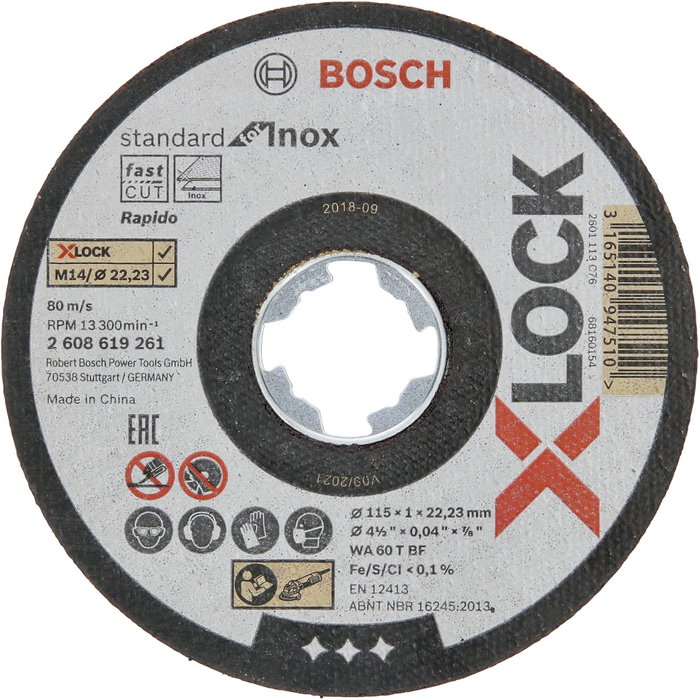 Bosch X-LOCK 10 Discos de corte 115 1mm Standard Inox