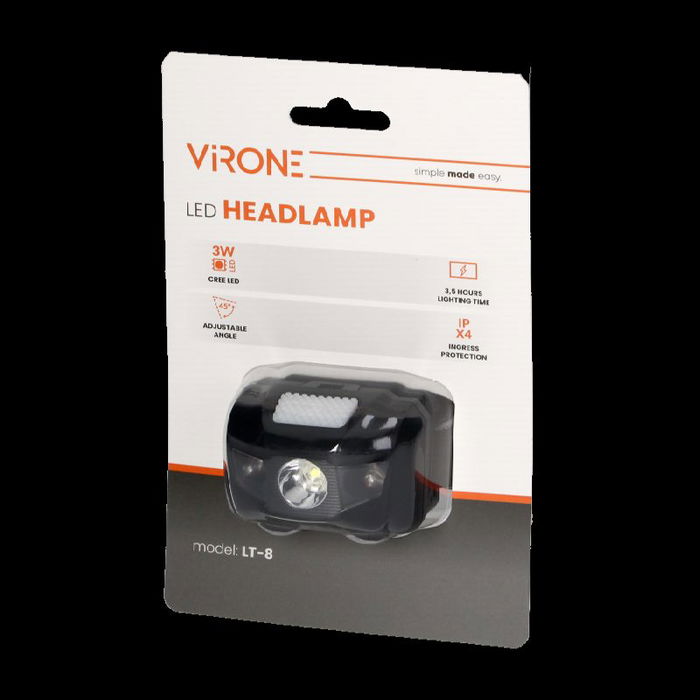 ORNO LINTERNA LED FRONTAL ORNOLT-8 CON 2 LED ROJOS DE 45 GRADOS, FUNCIONA CON 3 PILAS AAA (NO INCLUIDAS)