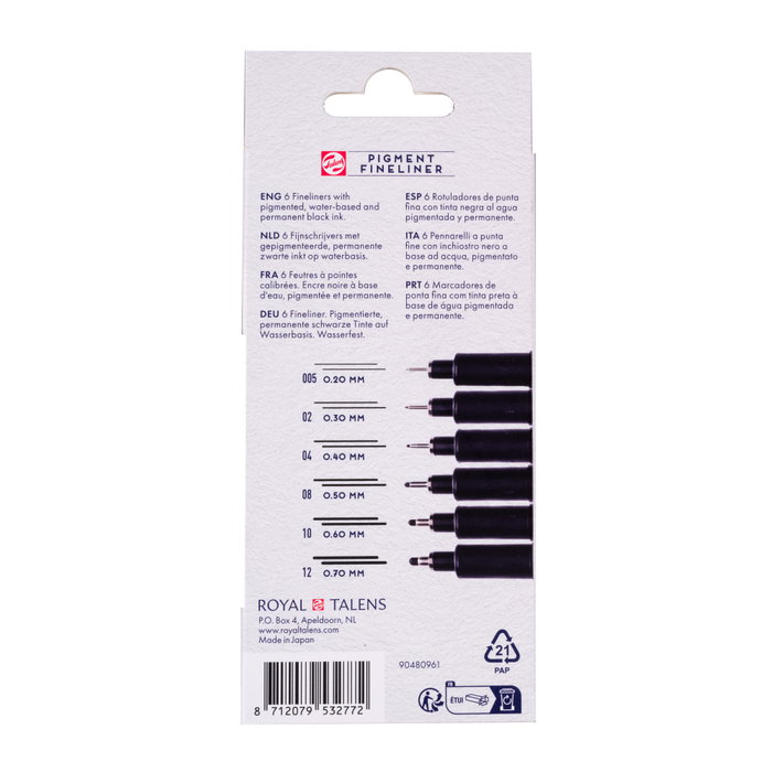 Talens Estuche de puntafinas Pigment, 6 uds.