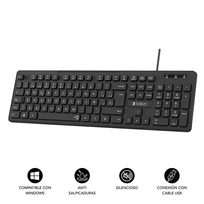 Subblim Teclado Business Slim Silencioso Negro USB Subblim Teclado Business Slim Silencioso Negro USB