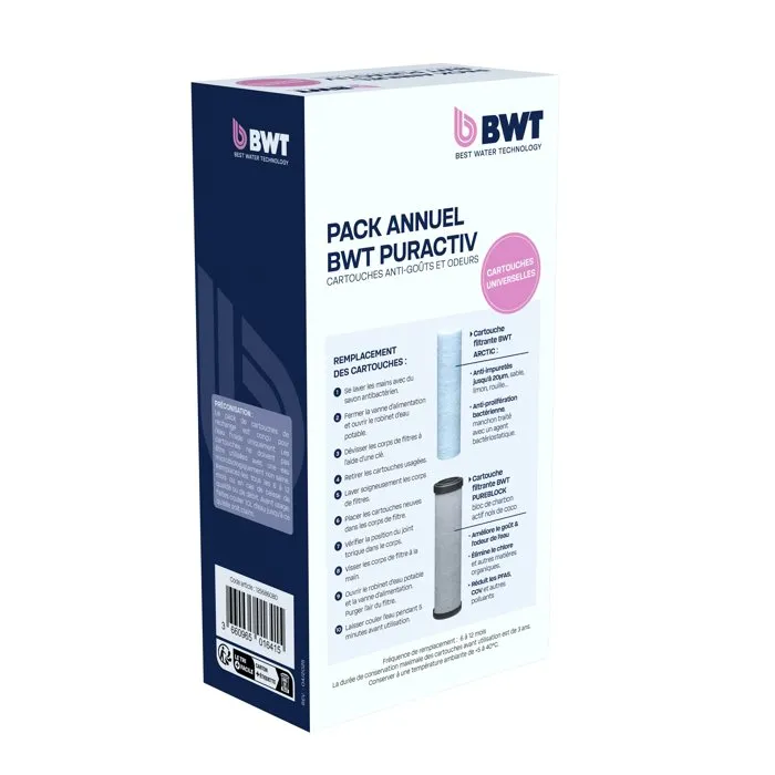 BWT AACGO32225 Pack de cartuchos de filtración ARCTIC 20µm y PUREBLOCK 10µm con carbón activado para impurezas