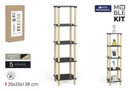 Inde Estanteria Madera Cuadrada 5 Niveles Negro 75x30x75 cm