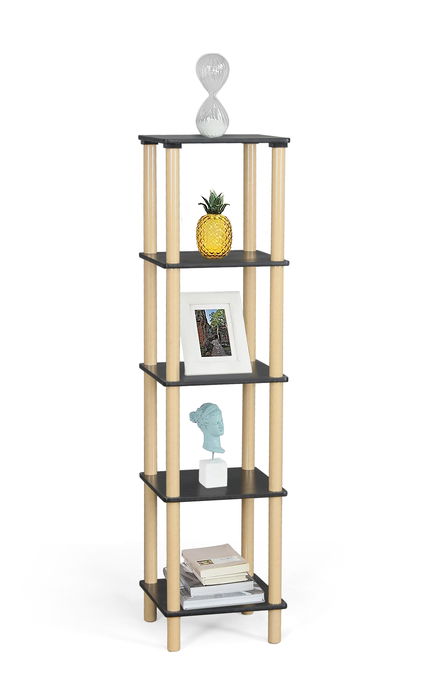 Inde Estanteria Madera Cuadrada 5 Niveles Negro 75x30x75 cm