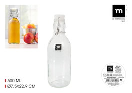 La Mediterranea Botella de Vidrio con Tapón Clásico 500 ml (Pack de 24)