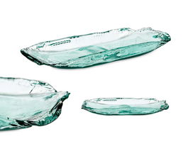 Giftdecor Centro de Mesa de Vidrio Transparente Reciclado 41.5x3.5x17.5 cm (Set de 2)