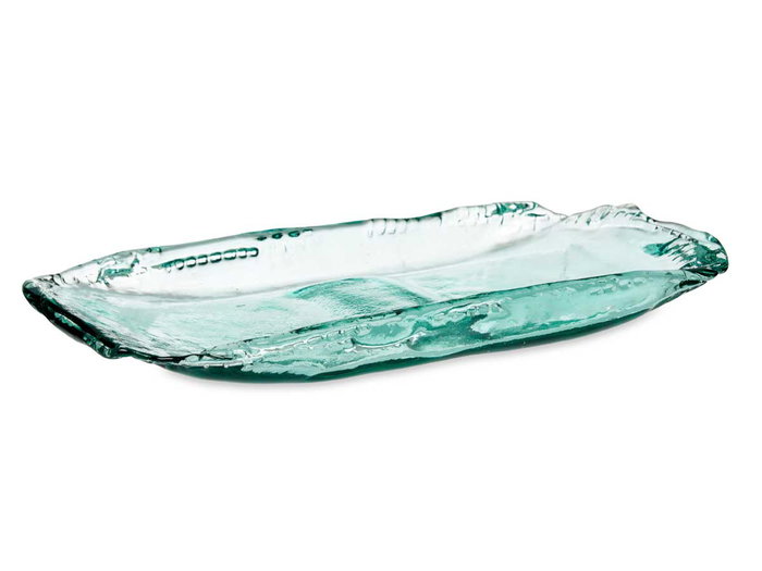 Giftdecor Centro de Mesa de Vidrio Transparente Reciclado 41.5x3.5x17.5 cm (Set de 2)