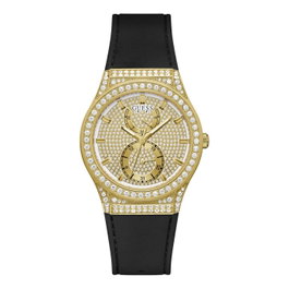 Guess GW0439L2 Reloj Analógico para Mujer con Correa de Silicona Negra